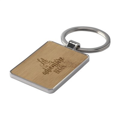 Picture of BAMBOO KEY RECTANGULAR KEYRING in Bamboo