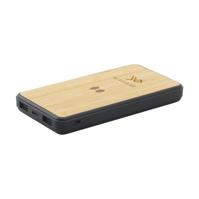 Picture of BORU BAMBOO RCS RECYCLED ABS POWERBANK CORDLESS CHARGER in Black.