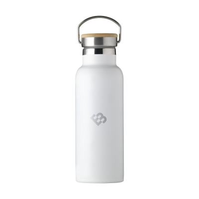 Picture of NORDVIK RECYCLED STAINLESS STEEL METAL 500 ML DRINK BOTTLE in White.