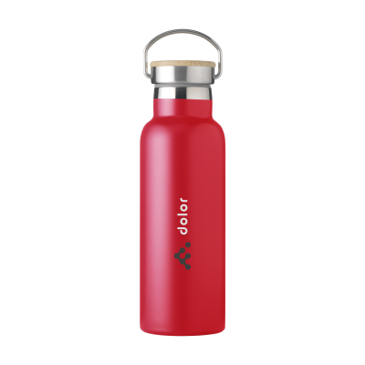 Picture of NORDVIK RECYCLED STAINLESS STEEL METAL 500 ML DRINK BOTTLE in Red