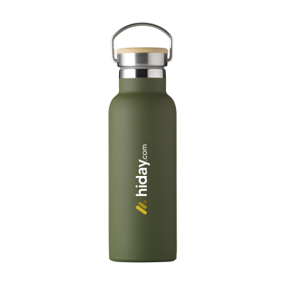 Picture of NORDVIK RECYCLED STAINLESS STEEL METAL 500 ML DRINK BOTTLE in Dark Green.