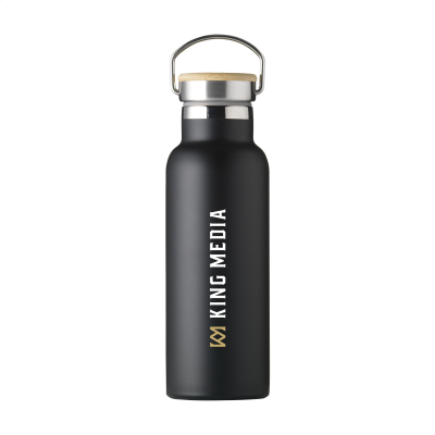 Picture of NORDVIK RECYCLED STAINLESS STEEL METAL 500 ML DRINK BOTTLE in Black.