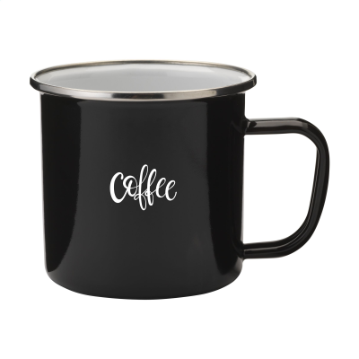 Picture of RETRO SILVER ENAMEL MUG 350 ML in Black & Silver