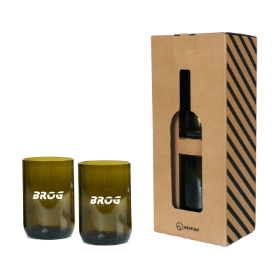 Picture of REBOTTLED® TUMBLER 2-PACK DRINK GLASSES in Olive