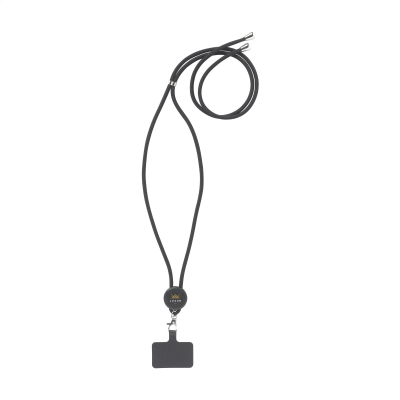 Picture of LACE LANYARD GRS RPET 0,5 CM PHONE KEYCORD in Black