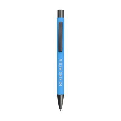 Picture of BRADY SOFT TOUCH RECYCLED ALUMINIUM METAL PEN in Light Blue & Aqua Blue