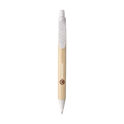 Picture of BAMBOO WHEAT PEN WHEAT STRAW BALL PEN in White