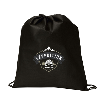 Picture of NON-WOVEN PROMOBAG GRS RPET (80 G & M²) BACKPACK RUCKSACK in Black