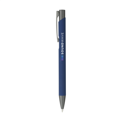 Picture of EBONY SOFT RCS RECYCLED ALUMINIUM METAL SOFTTOUCH PEN in Navy