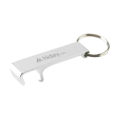 Picture of ALUMINIUM METAL OPENER PHONE STAND GRS RECYCLED KEYRING in Silver
