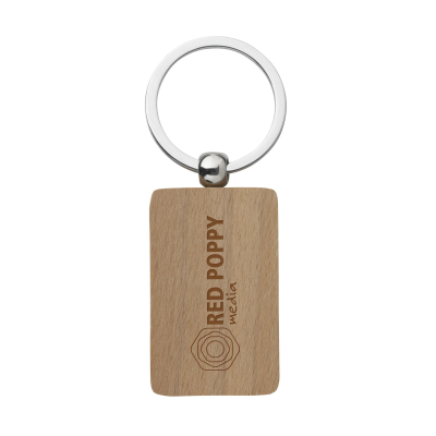 Picture of WOODKEY RECTANGULAR KEYRING CHAIN in Wood