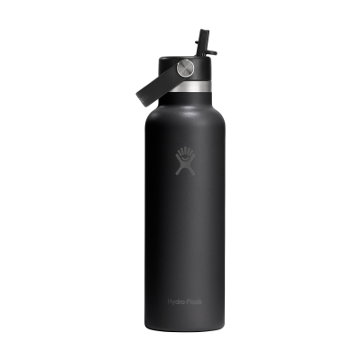 Picture of HYDRO FLASK STANDARD MOUTH with Flex Straw Cap 621 Ml Water Bottle in Black