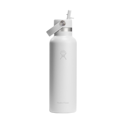 Picture of HYDRO FLASK STANDARD MOUTH with Flex Straw Cap 621 Ml Water Bottle in White