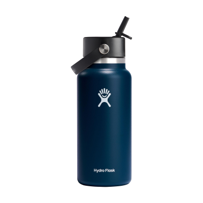Picture of HYDRO FLASK WIDE MOUTH with Flex Straw Cap 946 Ml Water Bottle in Indigo Blue
