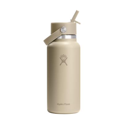 Picture of HYDRO FLASK WIDE MOUTH with Flex Straw Cap 946 Ml Water Bottle in Beige