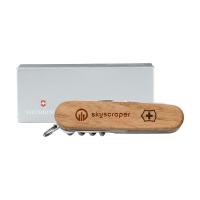 Picture of VICTORINOX HUNTSMAN WOOD POCKET KNIFE in a Gift Box in Brown