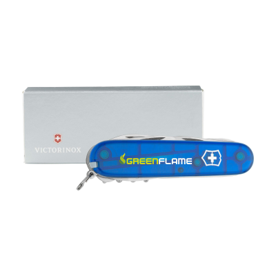 Picture of VICTORINOX HUNTSMAN POCKET KNIFE in a Gift Box in Clear Transparent Blue