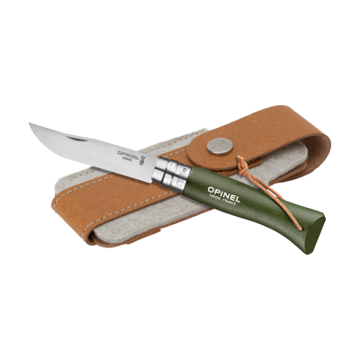 Picture of OPINEL COLORAMA NO 08 POCKET KNIFE in a Belt Pouch in Green
