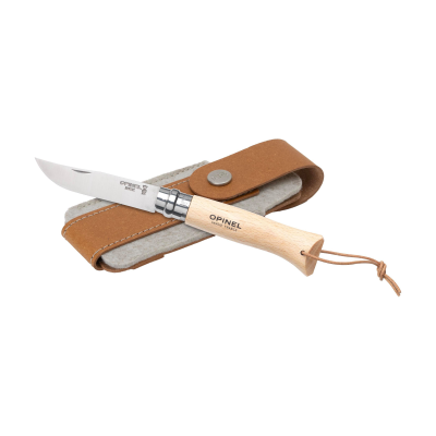 Picture of OPINEL INOX NO 8 POCKET KNIFE in a Belt Pouch in Brown