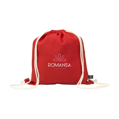 Picture of PROMOCOLOUR GRS RECYCLED COTTON BACKPACK RUCKSACK (150 G & M²) in Red