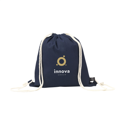 Picture of PROMOCOLOUR GRS RECYCLED COTTON BACKPACK RUCKSACK (150 G & M²) in Navy