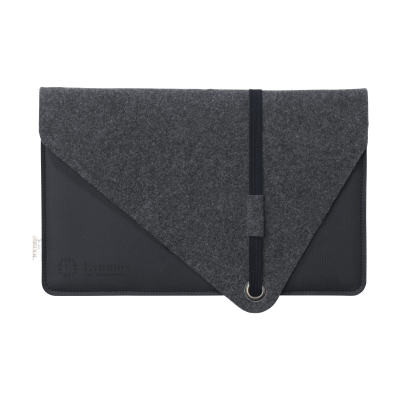 Picture of RECYCLED FELT & APPLE LEATHER LAPTOP SLEEVE 14 INCH in Black