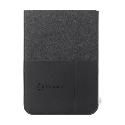 Picture of RECYCLED FELT & APPLE LEATHER LAPTOP SLEEVE 16 INCH in Black