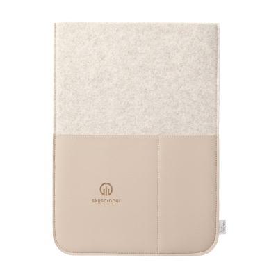 Picture of RECYCLED FELT & APPLE LEATHER LAPTOP SLEEVE 16 INCH in Beige