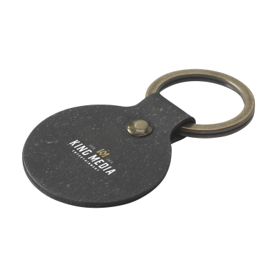 Picture of BONDED LEATHER KEYRING ROUND in Black