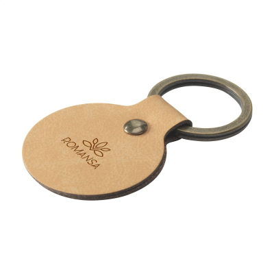 Picture of BONDED LEATHER KEYRING ROUND in Taupé