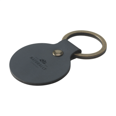 Picture of BONDED LEATHER KEYRING ROUND in Dark Blue