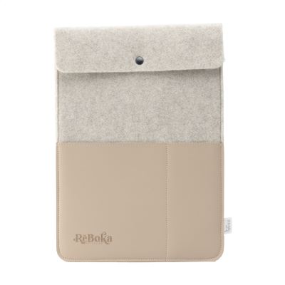 Picture of RECYCLED FELT & APPLE LEATHER LAPTOP SLEEVE 14 INCH in Beige