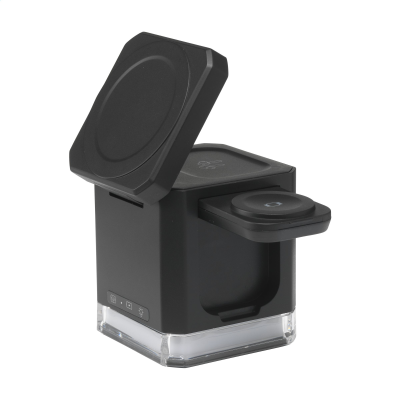 Picture of CUBE MAGSAFE 3-IN-1 RCS RECYCLED ABS CHARGER STAND in Black