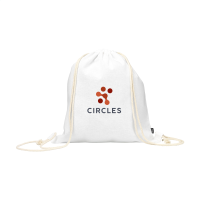 Picture of PROMOCOLOUR GRS RECYCLED COTTON BACKPACK RUCKSACK 150g in White.