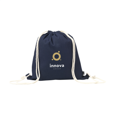 Picture of PROMOCOLOUR GRS RECYCLED COTTON BACKPACK RUCKSACK 150g in Navy Blue.