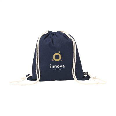 Picture of PROMOCOLOUR GRS RECYCLED COTTON BACKPACK RUCKSACK 150g in Navy Blue.