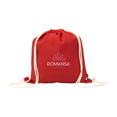Picture of PROMOCOLOUR GRS RECYCLED COTTON BACKPACK RUCKSACK 150g in Red.
