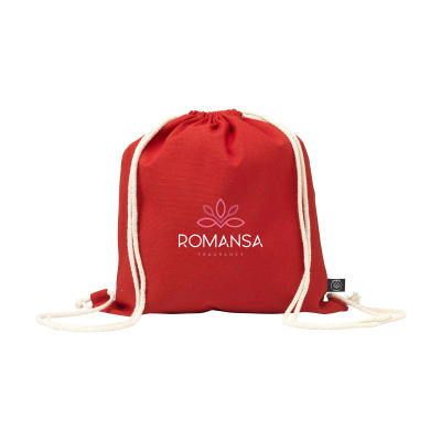 Picture of PROMOCOLOUR GRS RECYCLED COTTON BACKPACK RUCKSACK 150g in Red.