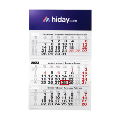 Picture of TRI-MONTH CALENDAR JUMBO in White.