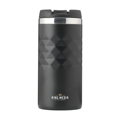 Picture of GEOMETRIC MUG RCS RECYCLED STEEL 280 ML THERMO CUP in Black.