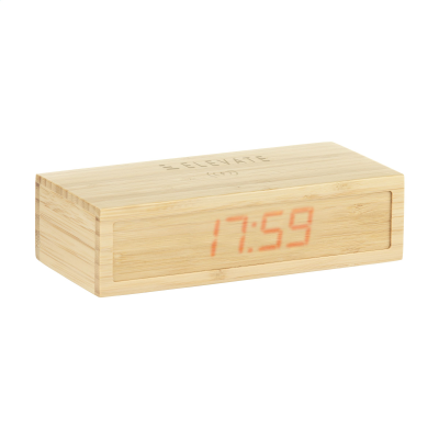 Picture of BAMBOO ALARM CLOCK with Cordless Charger in Bamboo.