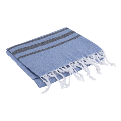 Picture of OXIOUS HAMMAM TOWELS - VIBE LUXURY COLOUR STRIPE in Light Blue & Navy
