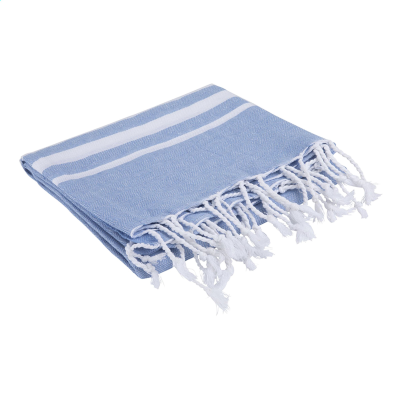 Picture of OXIOUS HAMMAM TOWELS - VIBE LUXURY WHITE STRIPE in Light Blue.