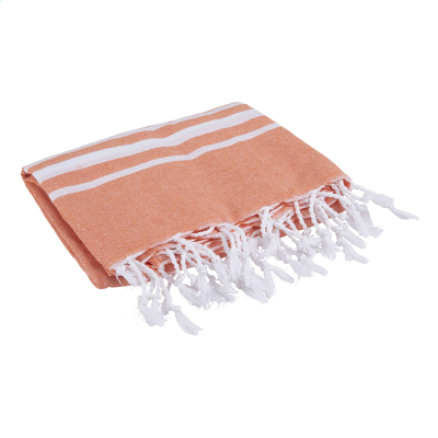 Picture of OXIOUS HAMMAM TOWELS - VIBE LUXURY WHITE STRIPE in Orange.