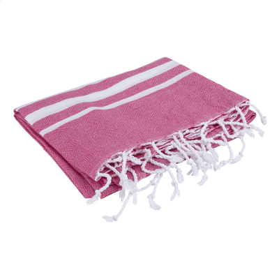 Picture of OXIOUS HAMMAM TOWELS - VIBE LUXURY WHITE STRIPE in Pink.