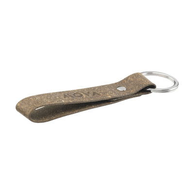 Picture of BONDED LEATHER KEYRING in Brown.