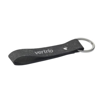 Picture of BONDED LEATHER KEYRING in Black.