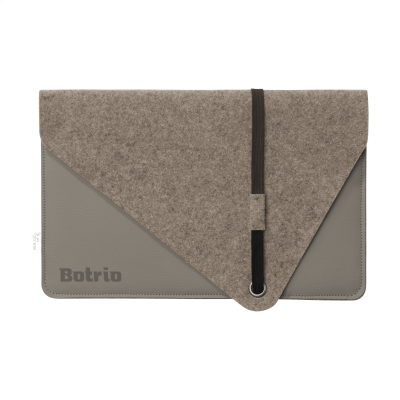 Picture of RECYCLED FELT & APPLE LEATHER LAPTOP SLEEVE 15 INCH in Taupe