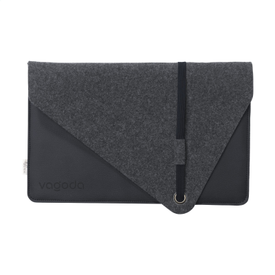 Picture of RECYCLED FELT & APPLE LEATHER LAPTOP SLEEVE 15 INCH in Black