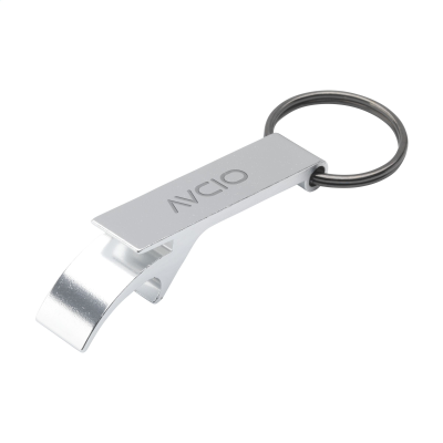 Picture of OPENER GRS RECYCLED ALUMINIUM METAL KEYRING in Silver.